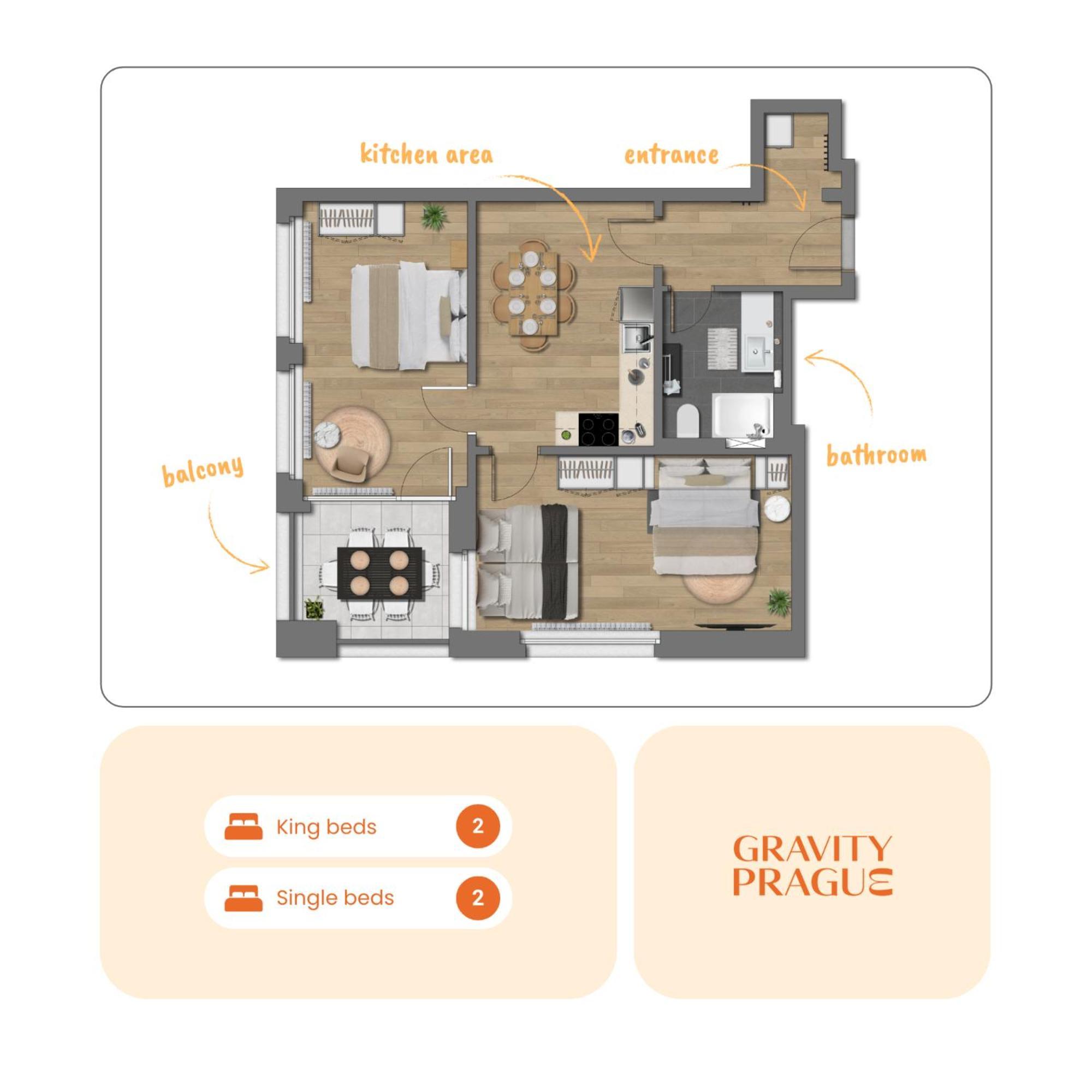 Апартаменти Bright 2Br - 4Th Floor, Balcony, Free Parking By Gravity Прага Екстер'єр фото